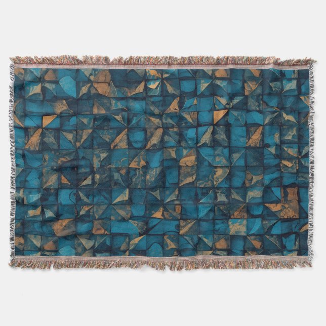 Beautiful Patchwork "Look" in Dark Teal Throw Blanket (Front)