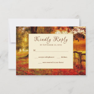 Beautiful Path Autumn Colourful Trees Fall Wedding RSVP Card