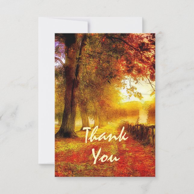 Beautiful Path Autumn Colourful Trees Fall Wedding Thank You Card (Front)