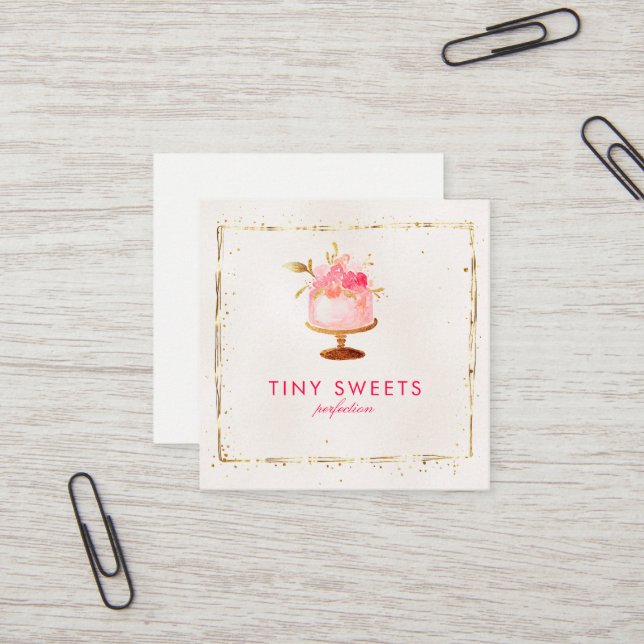 ★ Beautiful  Patisserie ,Bakery ,Cakes & Sweets Square Business Card (Front/Back In Situ)