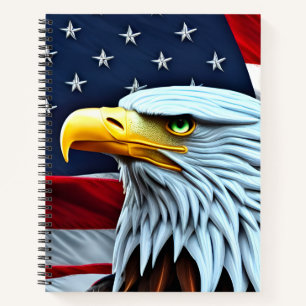  Beautiful Patriotic American Eagle Flag Notebook
