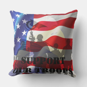 Beautiful Patriotic Flag Support our troops Cushion