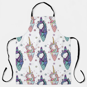 beautiful pattern head and ice cream unicorn with apron