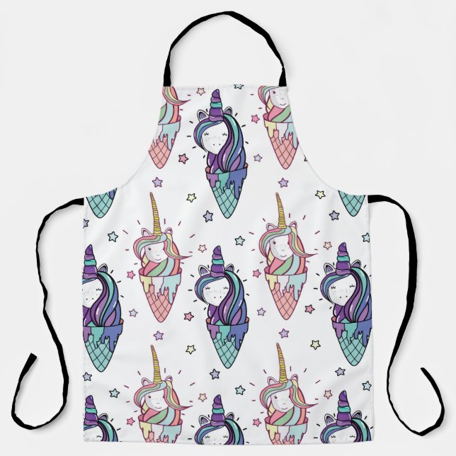 beautiful pattern head and ice cream unicorn with  apron (Front)