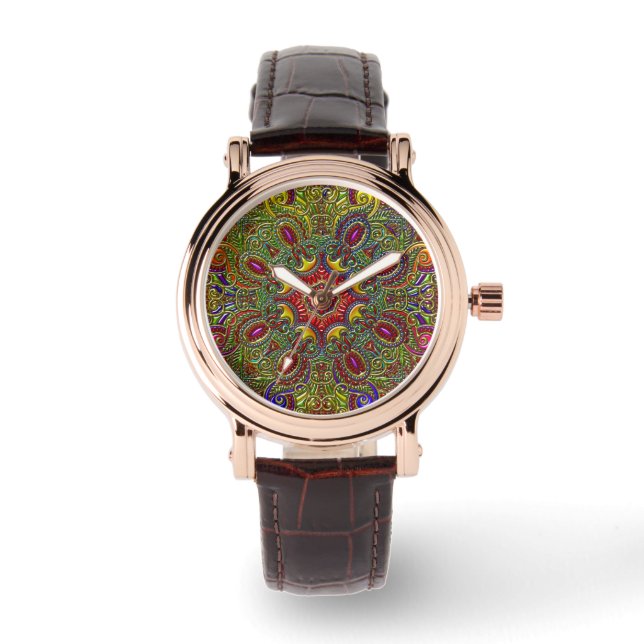 Beautiful Pattern Metallic Rainbow Watch (Front)