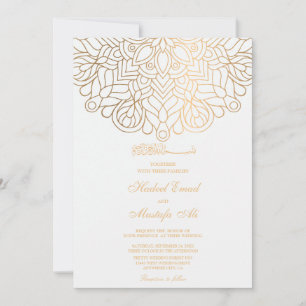 beautiful pattern muslim wedding invitation