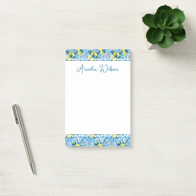 Beautiful Pattern of Vibrant Lemons Customized Post-it Notes (Office)