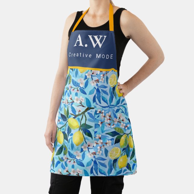 Beautiful Pattern of Vibrant Lemons Personalized Apron (Insitu)