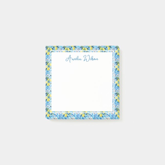 Beautiful Pattern of Vibrant Lemons Personalized Post-it Notes (Front)