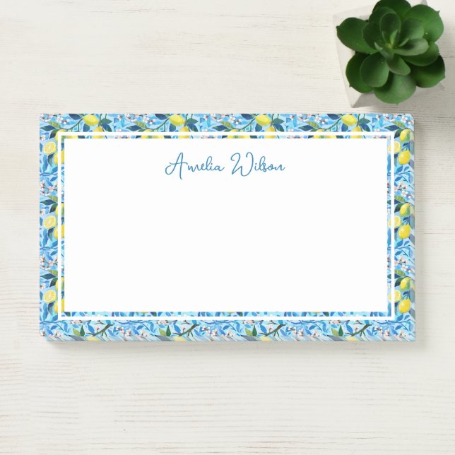 Beautiful Pattern of Vibrant Lemons Personalized Post-it Notes (Office)