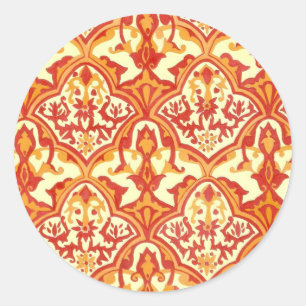 BEAUTIFUL PATTERN - Red & Orange Classic Round Sticker