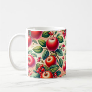 Beautiful pattern with red apples coffee mug