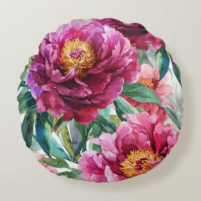beautiful pattern with spring flowers  round cushion (Front)