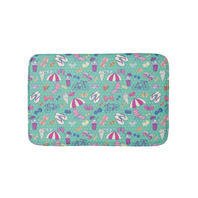 Beautiful Pattern With Summer Elements Bath Mat (Front)