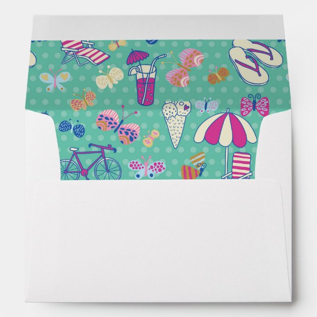 Beautiful Pattern With Summer Elements Envelopes (Back (Bottom))