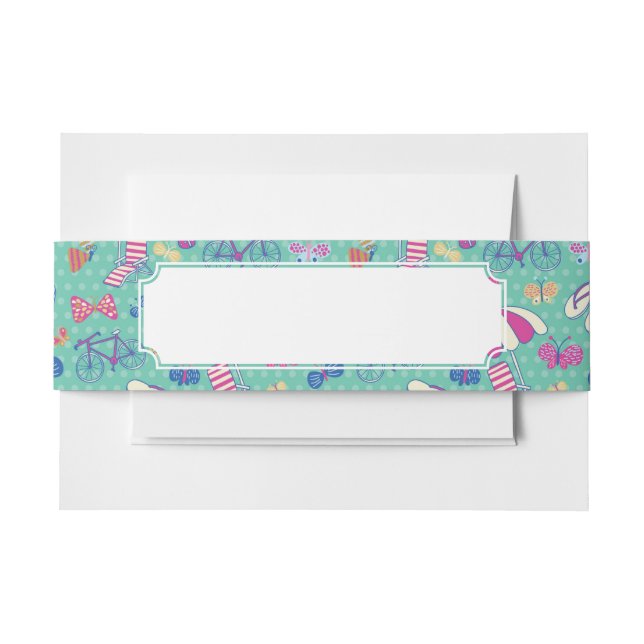 Beautiful Pattern With Summer Elements Invitation Belly Band (Front Example)