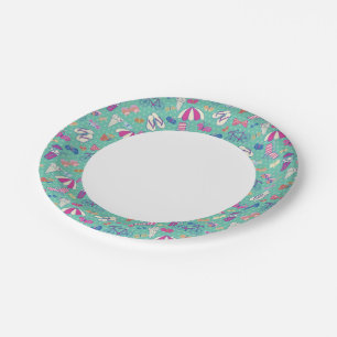 Beautiful Pattern With Summer Elements Paper Plate