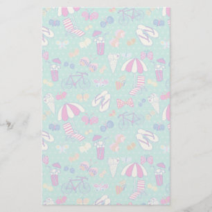 Beautiful Pattern With Summer Elements Stationery