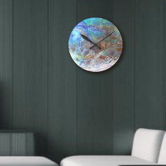 Beautiful Paua Black Abalone New Zealand Shell Round Clock