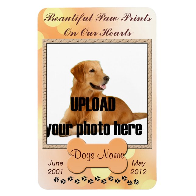 Beautiful Paw Prints on Our Hearts Dog Memorial Magnet (Vertical)