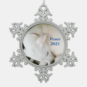 Beautiful Peace Polar White Dog Snowflake Pewter C Christmas Ornament