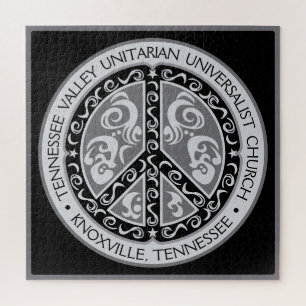 Beautiful Peace Sign Design in Black and White Jigsaw Puzzle