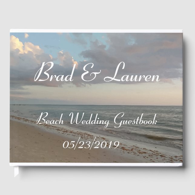 Beautiful Peaceful Beach Wedding Guest Book (Front)