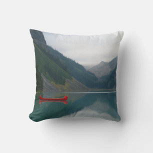 Beautiful Peaceful Lake Red Canoe Boat Cushion