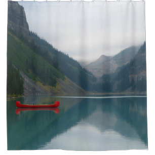 Beautiful Peaceful Lake Red Canoe Boat Shower Curtain