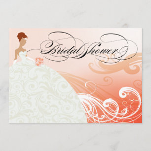 Beautiful Peach and White Luxe Bridal Shower Invitation
