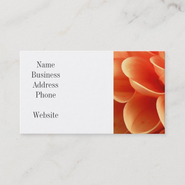Beautiful Peach Coloured Dahlia Flower Petals Business Card (Front)