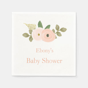 Beautiful Peach Floral Baby Shower Napkin