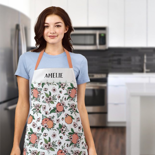 Beautiful Peach Pattern With Your Name Apron (Creator Uploaded)