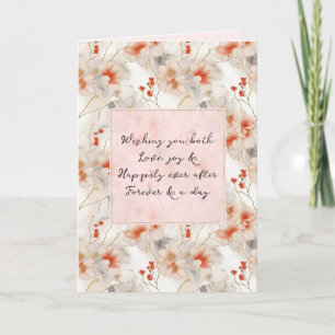 Beautiful Peach Red Floral Romantic Wedding Card