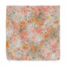 Beautiful Peach Summer Floral Pocket Handkerchief Bandana