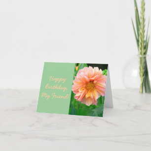 BEAUTIFUL PEACHY-PINK AND YELLOW DAHLIA CARD