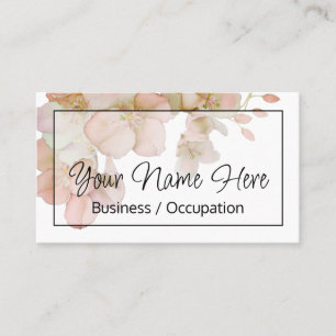 Beautiful peachy pink orange floral watercolor  business card