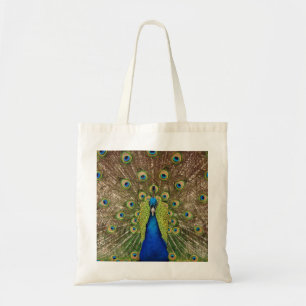 Beautiful peacock and feathers print on tote bag