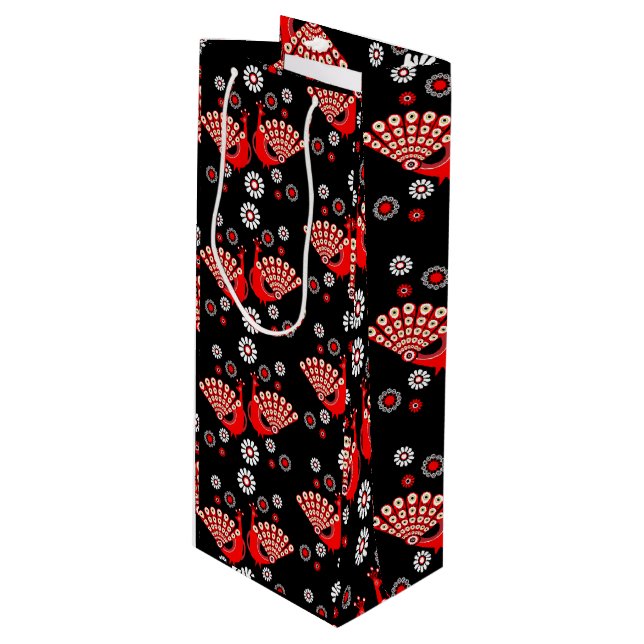 Beautiful Peacock Art  Wine Gift Bag (Front Angled)