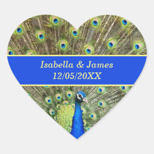 Beautiful peacock bird Wedding Heart Sticker