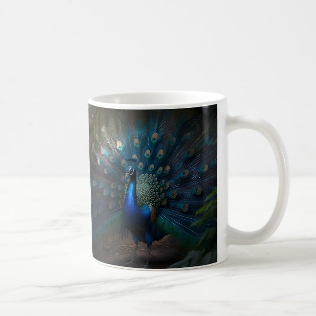Beautiful Peacock Custom Personalise Dog Pet Photo Coffee Mug (Right)