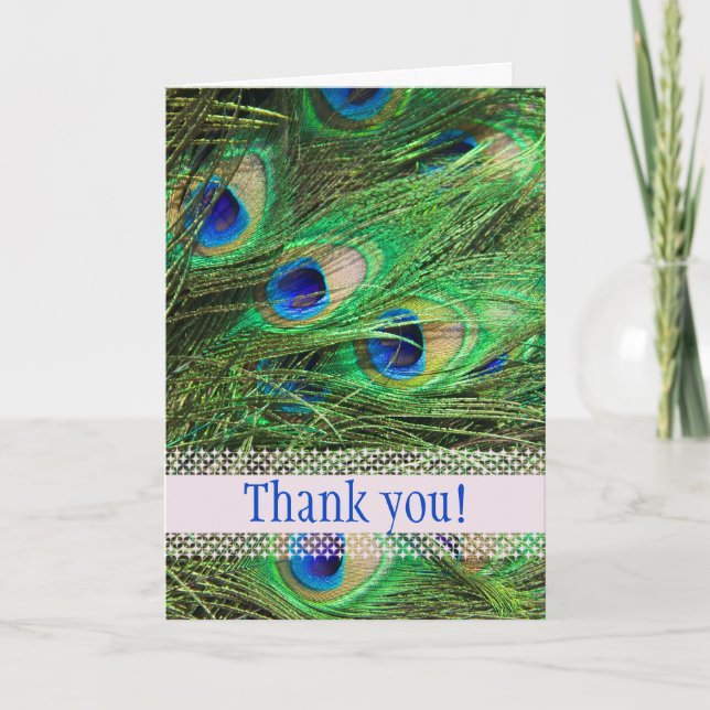 Beautiful Peacock Customisable Thank You Card (Front)