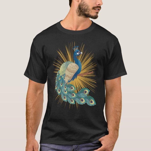 Beautiful Peacock Delightful Cheerful Animal T-Shirt (Front)
