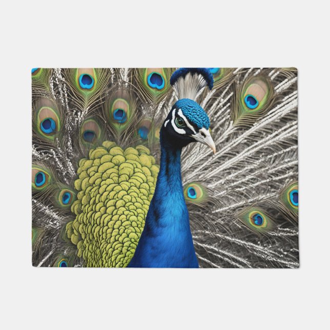 Beautiful Peacock Doormat (Front)
