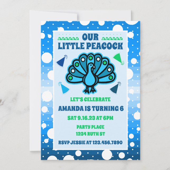 Beautiful Peacock Feather Birthday Invitation (Front)