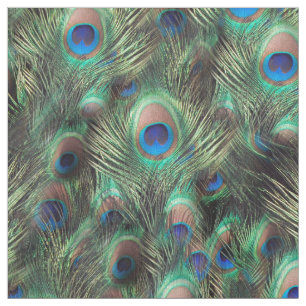 Beautiful Peacock Feather Green Blue Animal Print Fabric