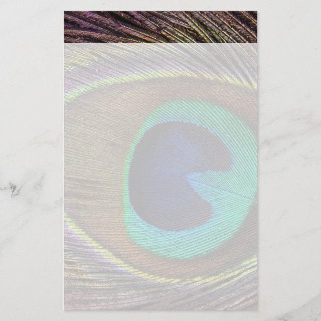 Beautiful Peacock Feather Stationery (Front)