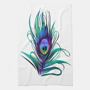 Beautiful Peacock Feather Tea Towel