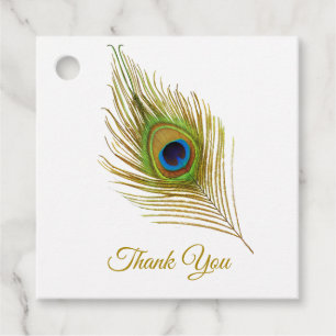 Beautiful Peacock Feather Thank You Favour Tags