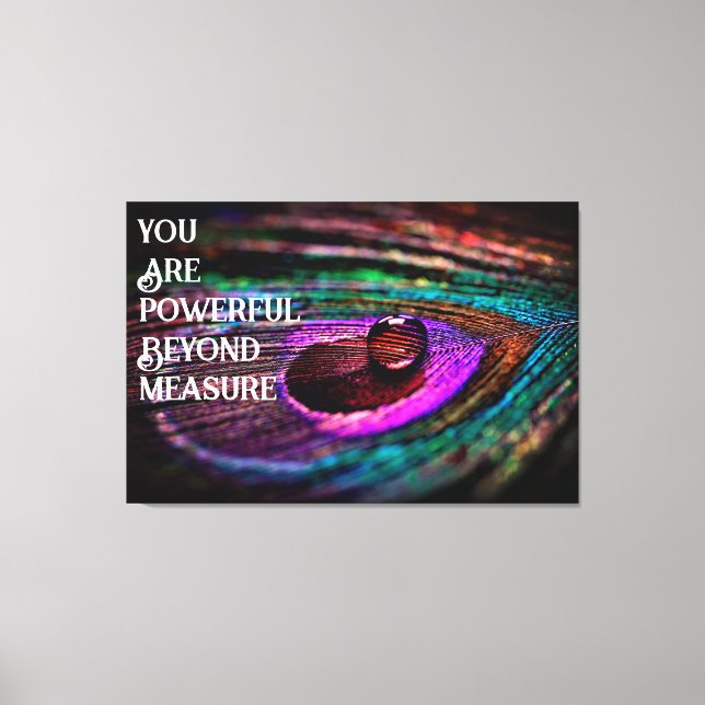 Beautiful Peacock Feather Water Droplet Canvas Print (Front)